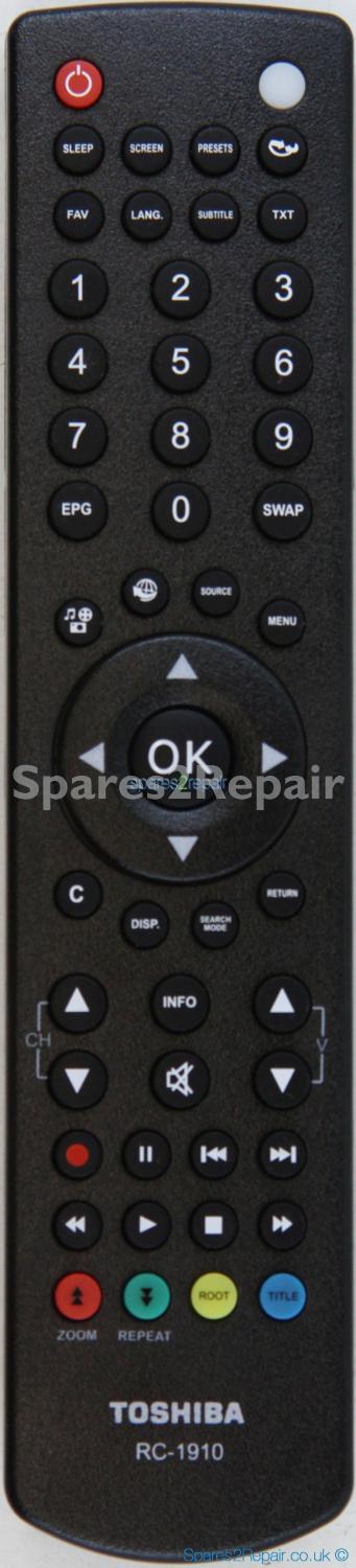 Toshiba Remote Control RC-1910 - 30070046 - RC1910 (Original) (Genuine)