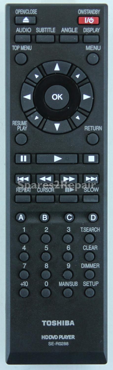 Toshiba SER0288 SE-R0288 HDDVD Player Remote Control (Original)